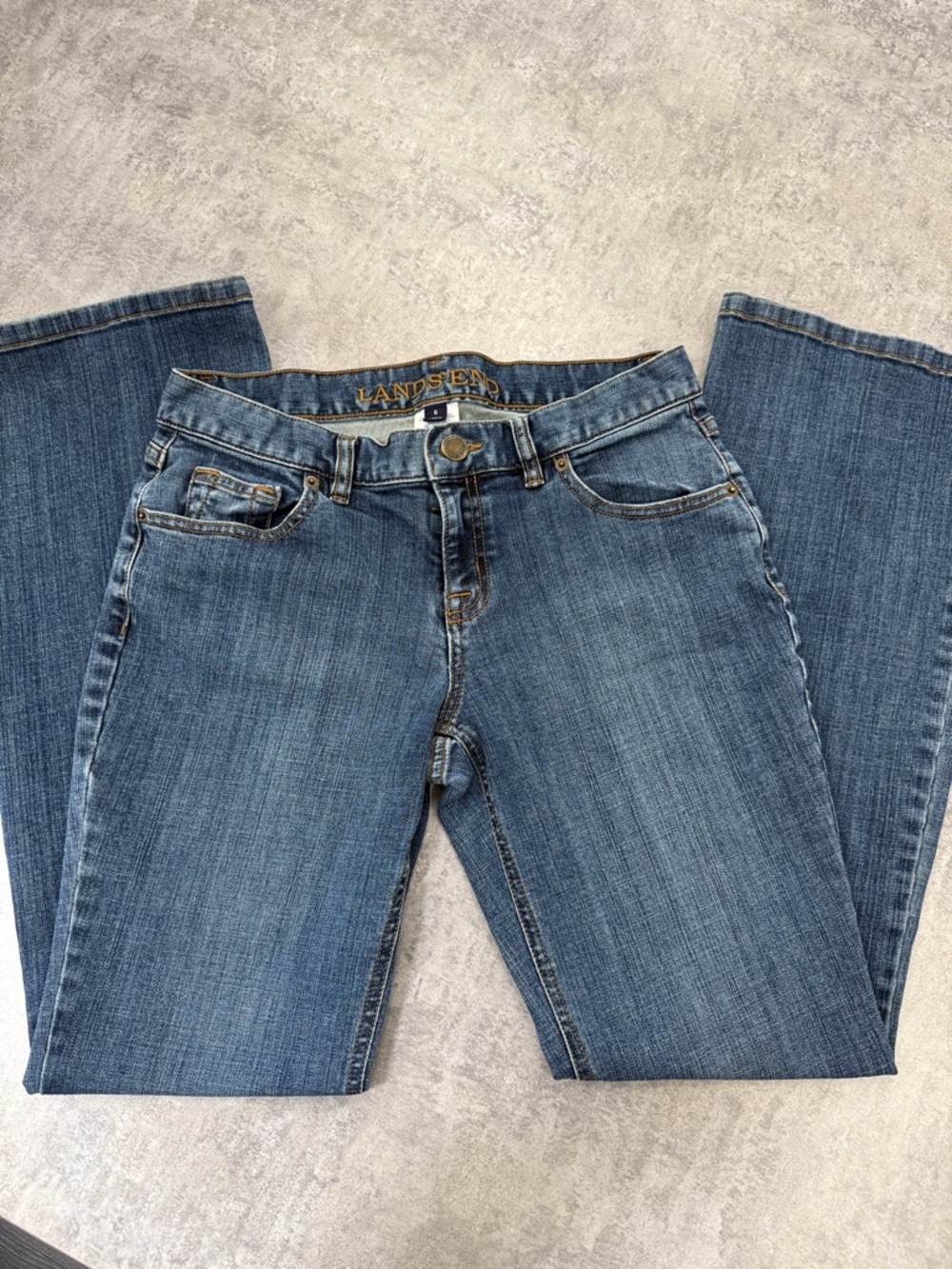 Lands' End Women's Boot-Cut Jeans in Medium Blue Wash